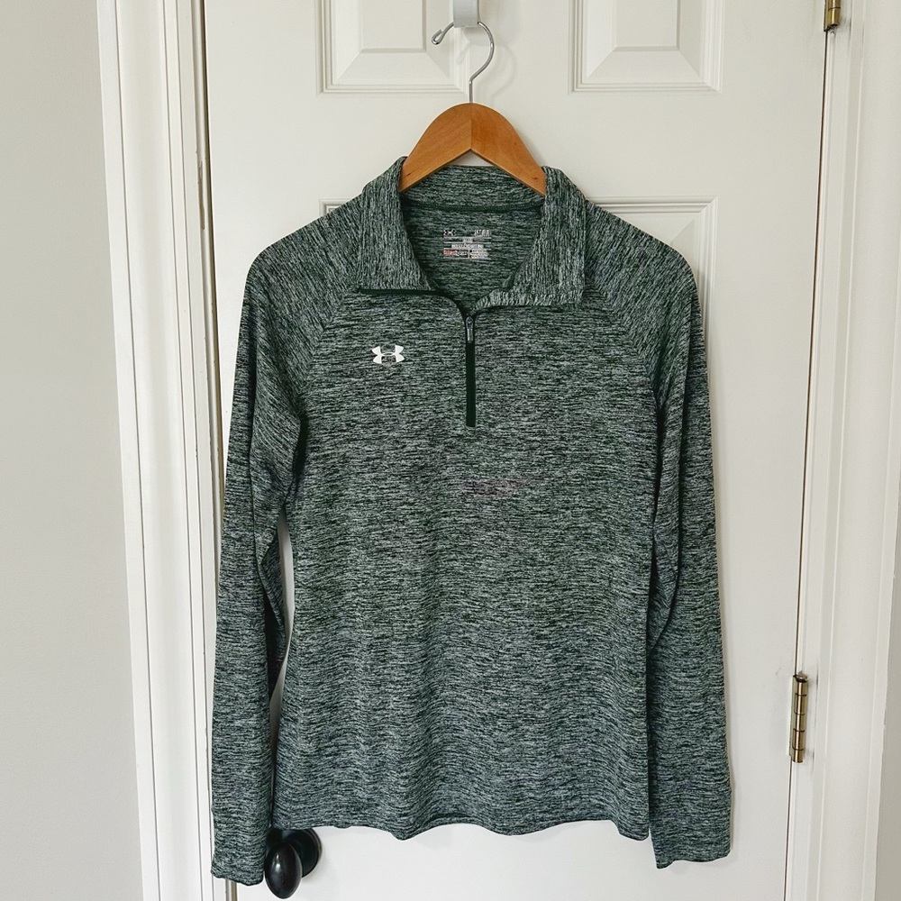 Under Armour Dark Green Space-dye Quarter-Zip Top, size S - Picture 1 of 5